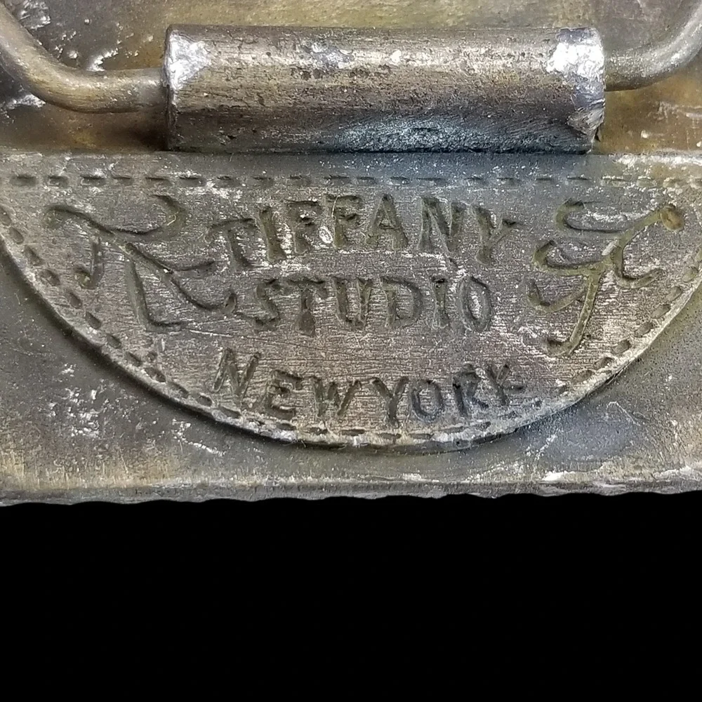 Vintage‎ Pharmacy Stamp Belt Buckle Tiffany Studio New York Brass